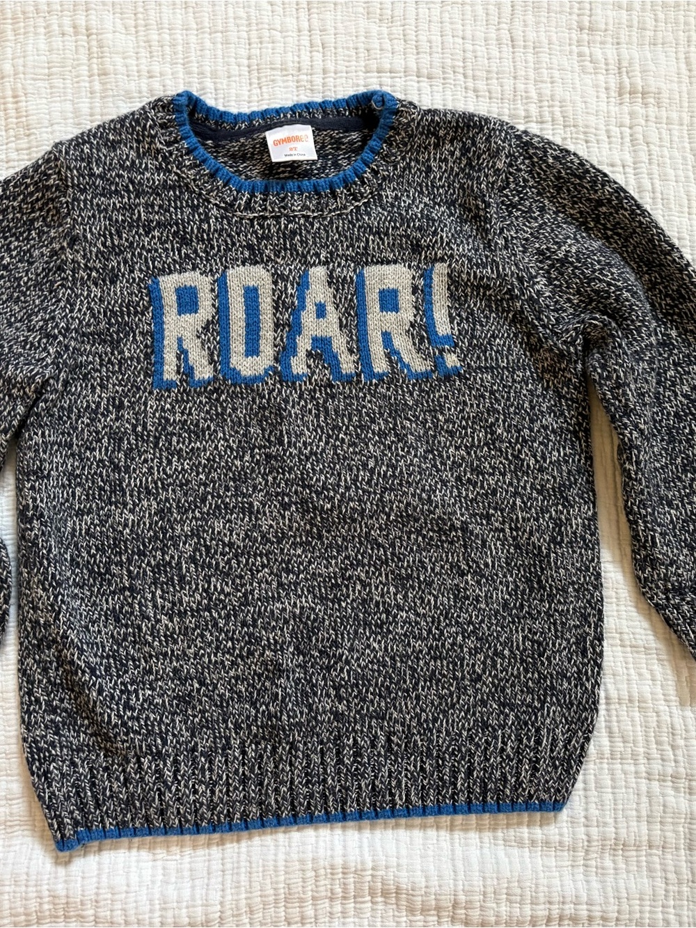 ROAR! Blue & Gray Crewneck Sweater